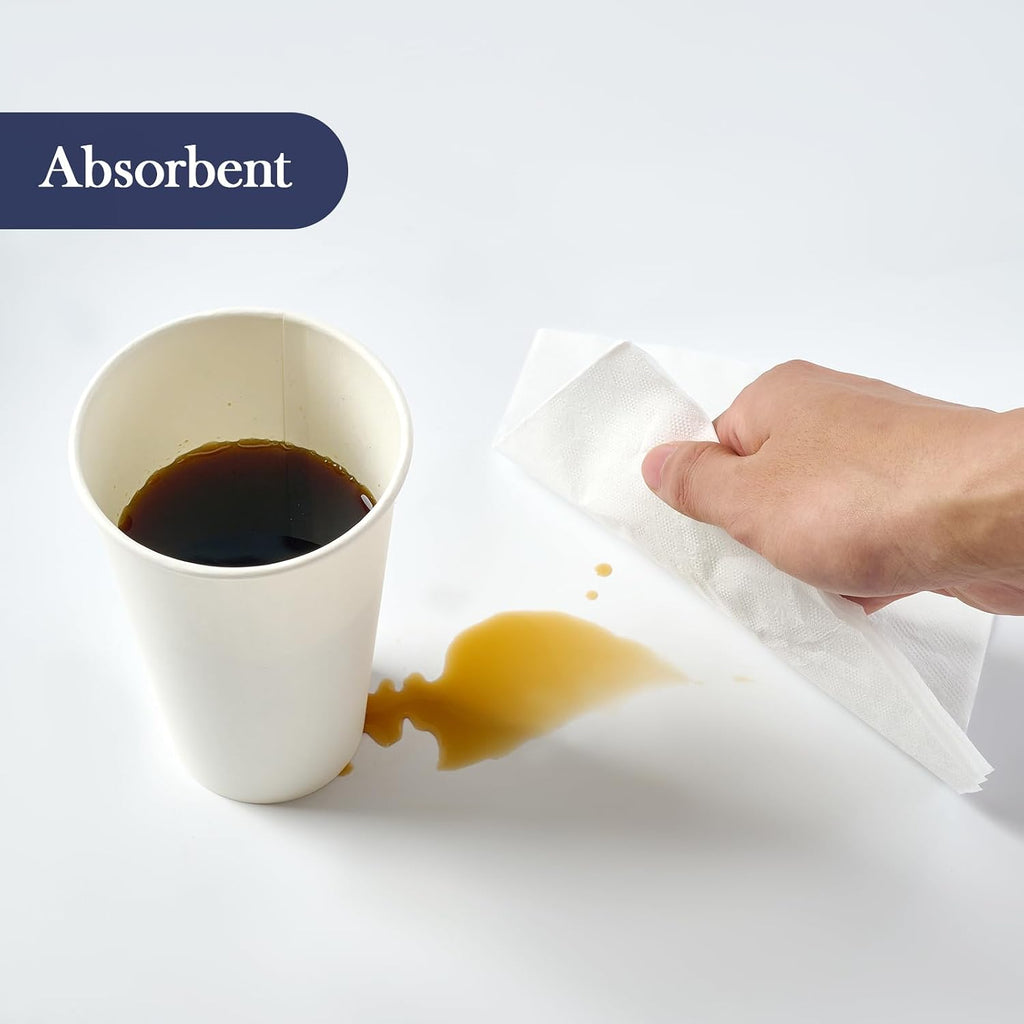 Disposable Paper Napkins, 1-Ply 6.5x6.5 Folded, 1000 Count, White