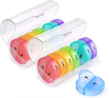 Large Weekly Pill Organizer 2 Times a Day, Daily Pill Box 7 Day Easy to Open, Double Protection Medicine Case for