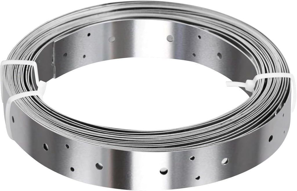 32ft x 1-3/8"Width Stainless Steel Strapping,Perforated Tie Strap