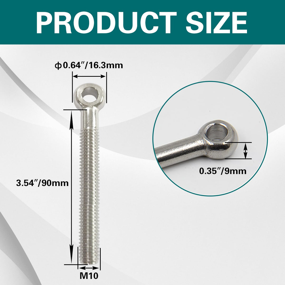 4Pcs M10 x 90mm Shoulder Swing Lifting Eye Bolt