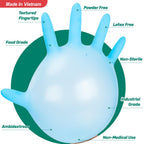 D1 Blue Disposable Nitrile Gloves, 100% Food Safe, 100 Count