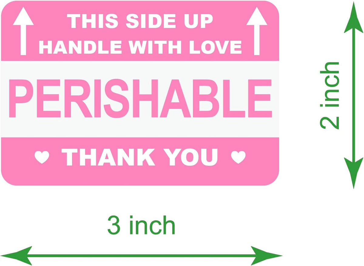 2"x3" 200 PCS Perishable This Side Up Handle with Love Labels Stickers Shipping Mailing Cartons Envelops Adhesive Labels
