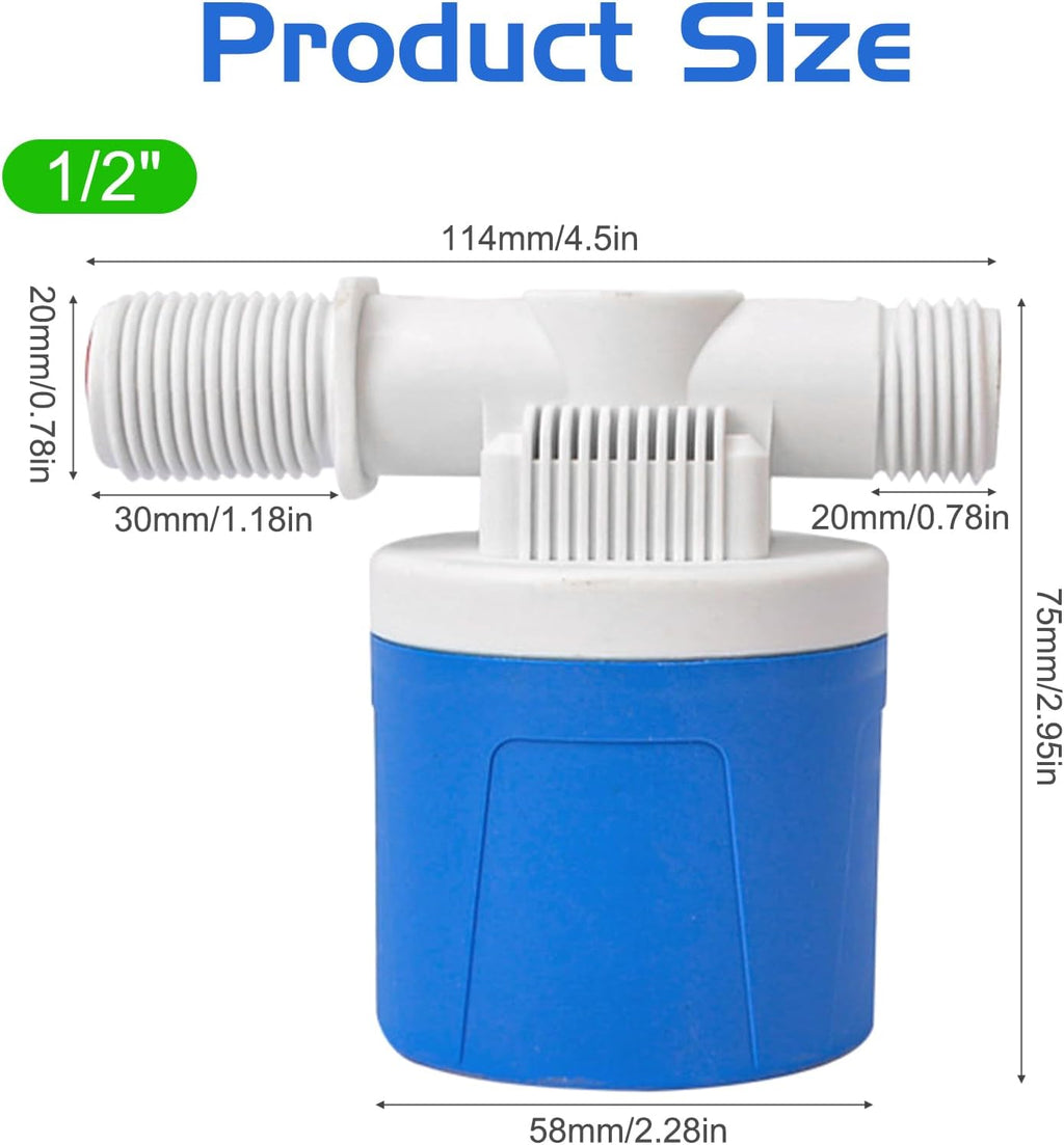 2 Pack 1/2" Water Float Valve For Water Tank Water Trough Pool Livestock