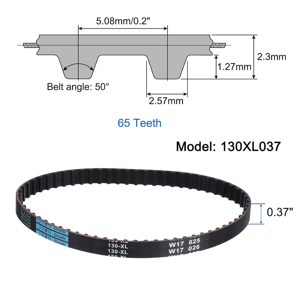 uxcell 3Pcs 130XL 037 Timing Belt 65 Teeth Rubber Geared Cogged Belt
