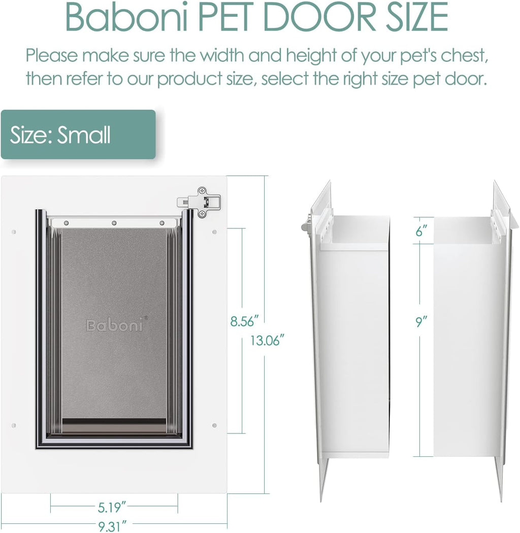 Pet Door for Wall, Steel Frame and Telescoping Tunnel, Aluminum Lock, Double Flap Dog Door and Cat Door, Strong and