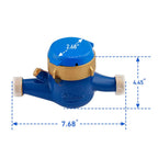 MEASUREMAN 3/4" Non-Pulsed Multi-Jet Cubic Meter Water Meter Brass Body 20mm Flow Cold Water Monitoring for Homes Apartments