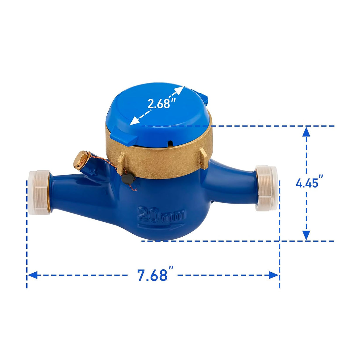 MEASUREMAN 3/4" Non-Pulsed Multi-Jet Cubic Meter Water Meter Brass Body 20mm Flow Cold Water Monitoring for Homes Apartments