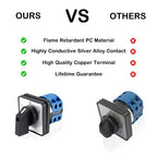 Changeover Switch LW28-20 3 Positions 8 Terminals Universal Rotary Cam Selector Latching Switches 550V 20A