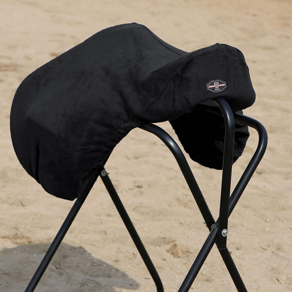 Fleece Saddle Cover for GP/Close Contact Saddles, Dust Protection, Machine Washable, Elastic Fit-Black