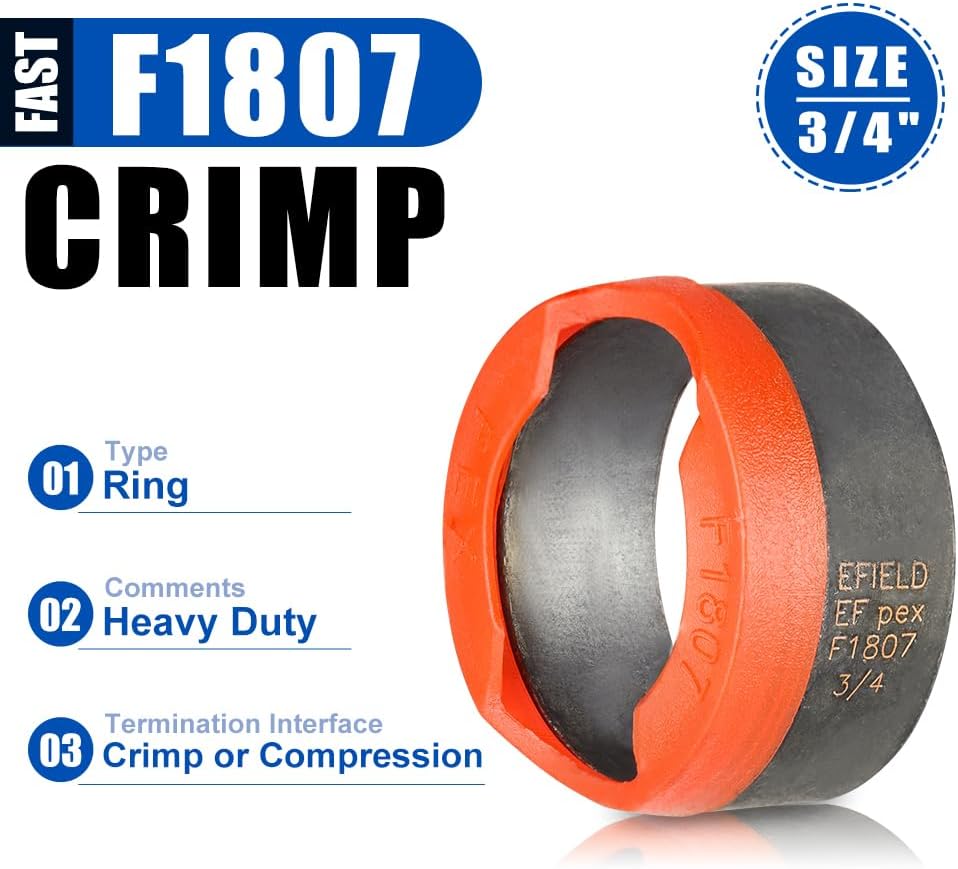 75Pcs EFIELD 3/4-inch Pex Copper Crimp Rings With End Stop(CLAMP043-75)