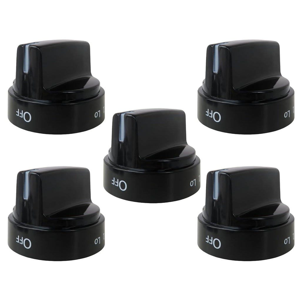 WB03X24759 Stove Knobs Replacement for GE Parts JGB720DEJ1BB JGB700DEJ5BB JGB700DEJ3BB Cooktop Range Oven Black Plastic Surface Burner Control 5 Pcs