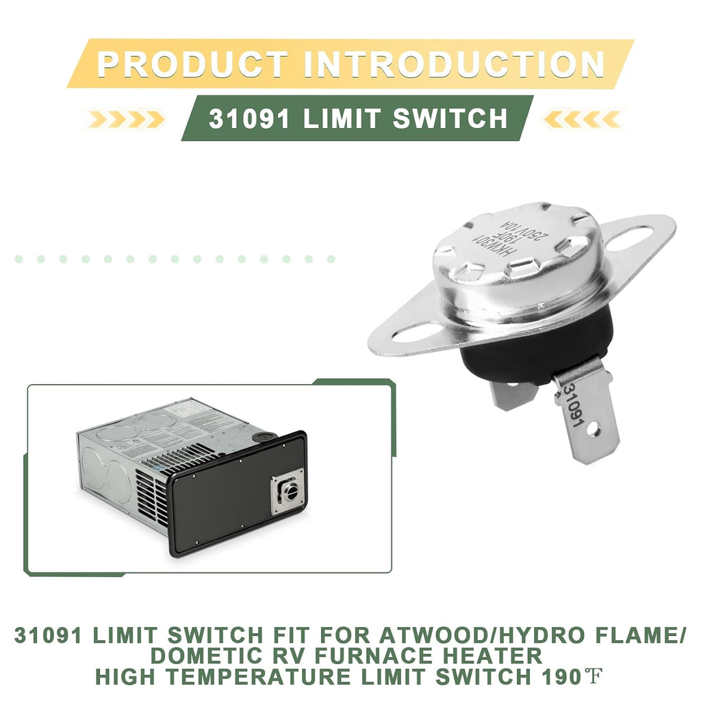 31091 Limit Switch 190℉ Fit for Atwood/Hydro Flame/Dometic RV Furnace(2PCS)