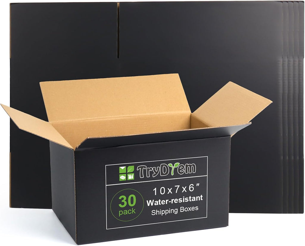 10x7x6 Inch Medium Shipping Boxes 30 Pack, Black Corrugated Cardboard Box, Mailing Packaging Boxes for Small Business
