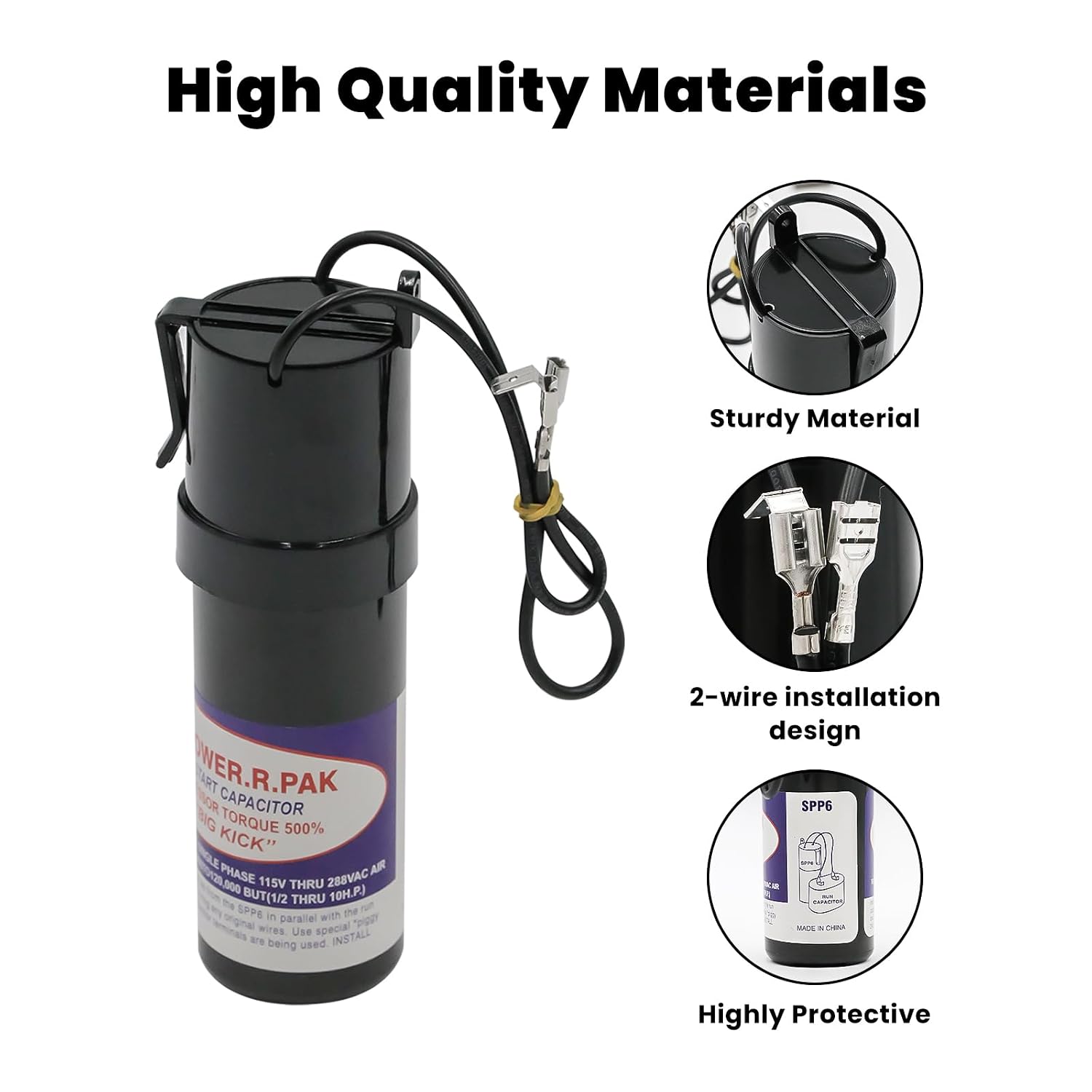 SPP6 Hard Start Kit for Air Conditioner, Replacement 115V Thru 288VAC, Hard Start Capacitor Units from 4,000 to