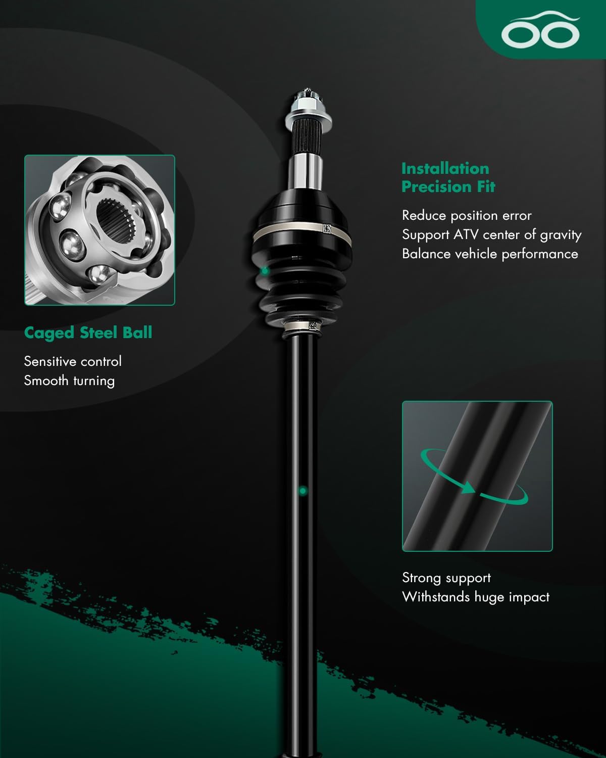 SCITOO Pair Rear CV Axle Shaft Assembly for Maverick Max 1000R 2013-2018
