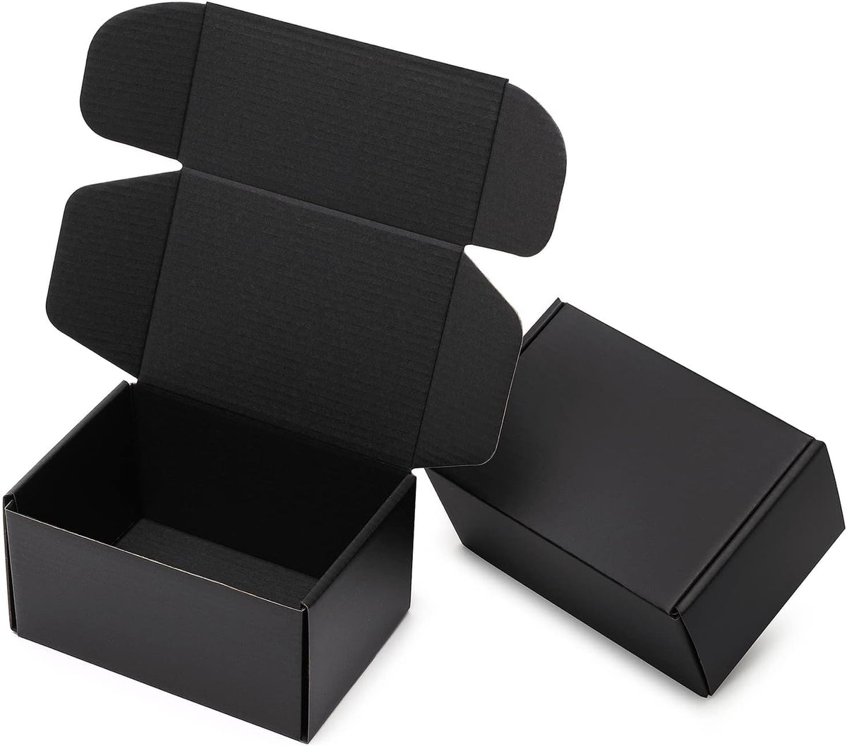 6x4x3 Small Black Shipping Boxes - 24 Pack Corrugated Cardboard Mailing Box Packaging for Small Business - Tab