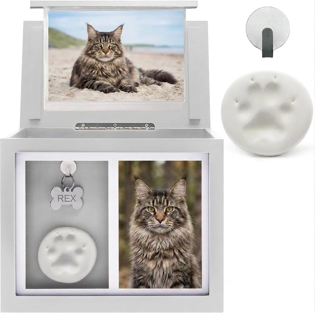 Cat Urn for Ashes | Pet Memorial Keepsake Photo Box