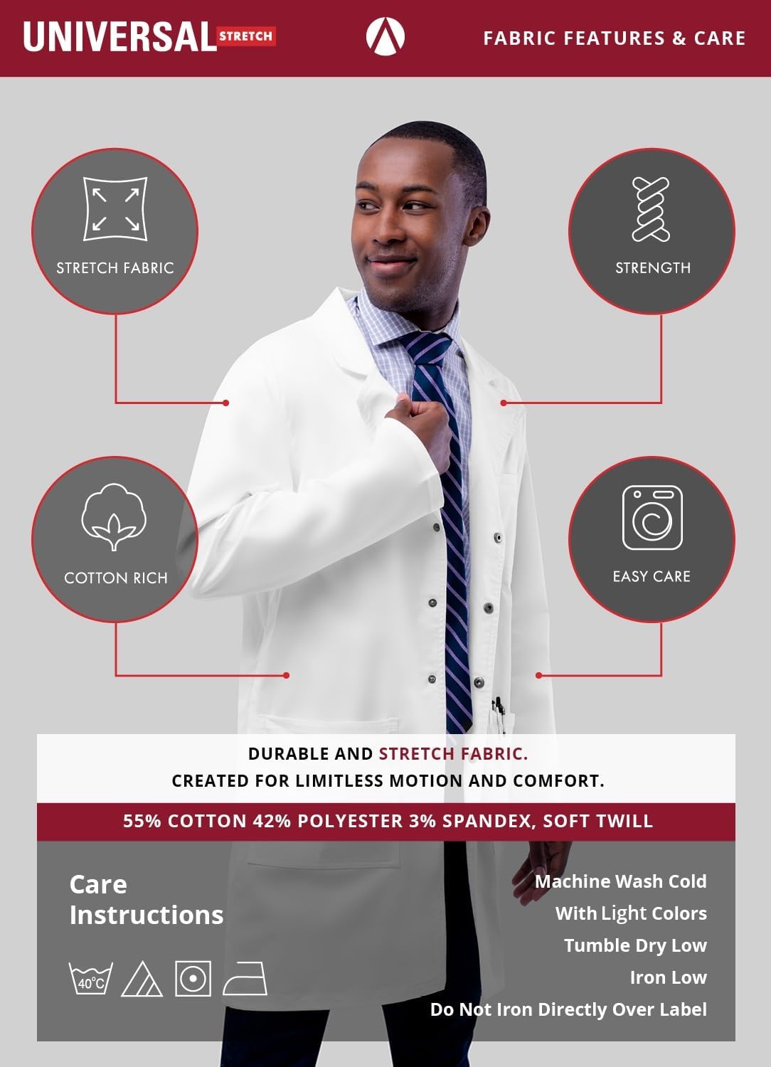 Adar Universal Stretch Lab Coat for Women - 28" Tab-Waist Lab Coat