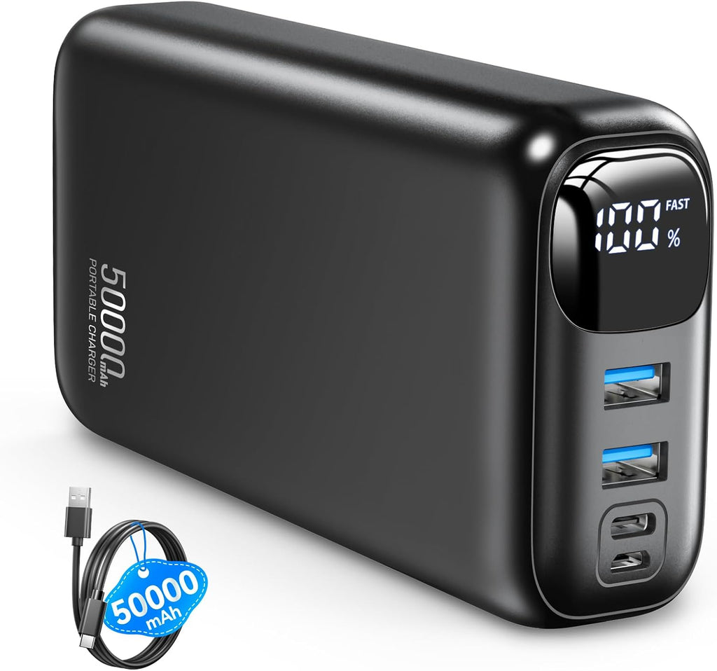 Portable Charger Power Bank 50000mAh,22.5W Fast-Charge Battery Pack | Travel Camping Essential,LED Display,USB-C