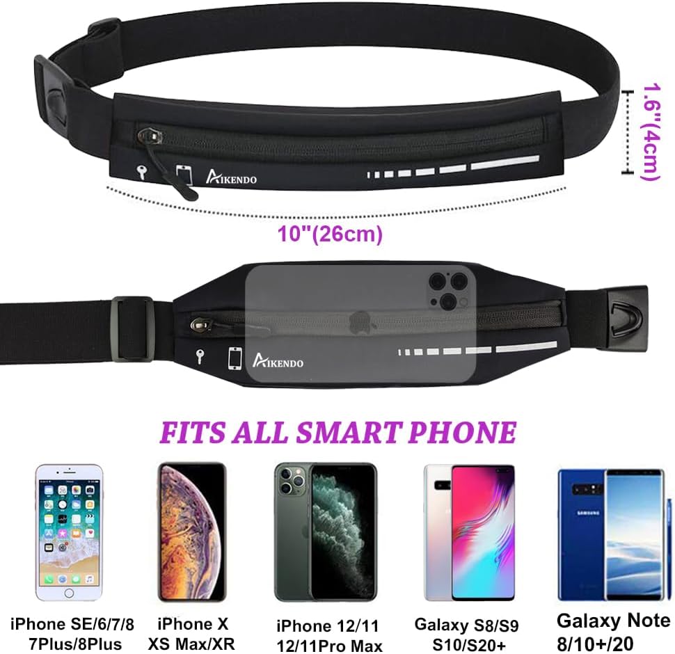 Slim Running Belt for Women Men,Runners Fanny Pack Phone Holder | Running Pouch Waist bag for Workout Jogging Sport