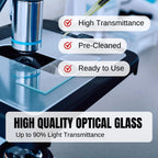 Microscope Slides and Covers, 100 Glass Slides + 200 Coverslips | Pre-Cleaned, Safe Ground Edges, 45°Corners, High