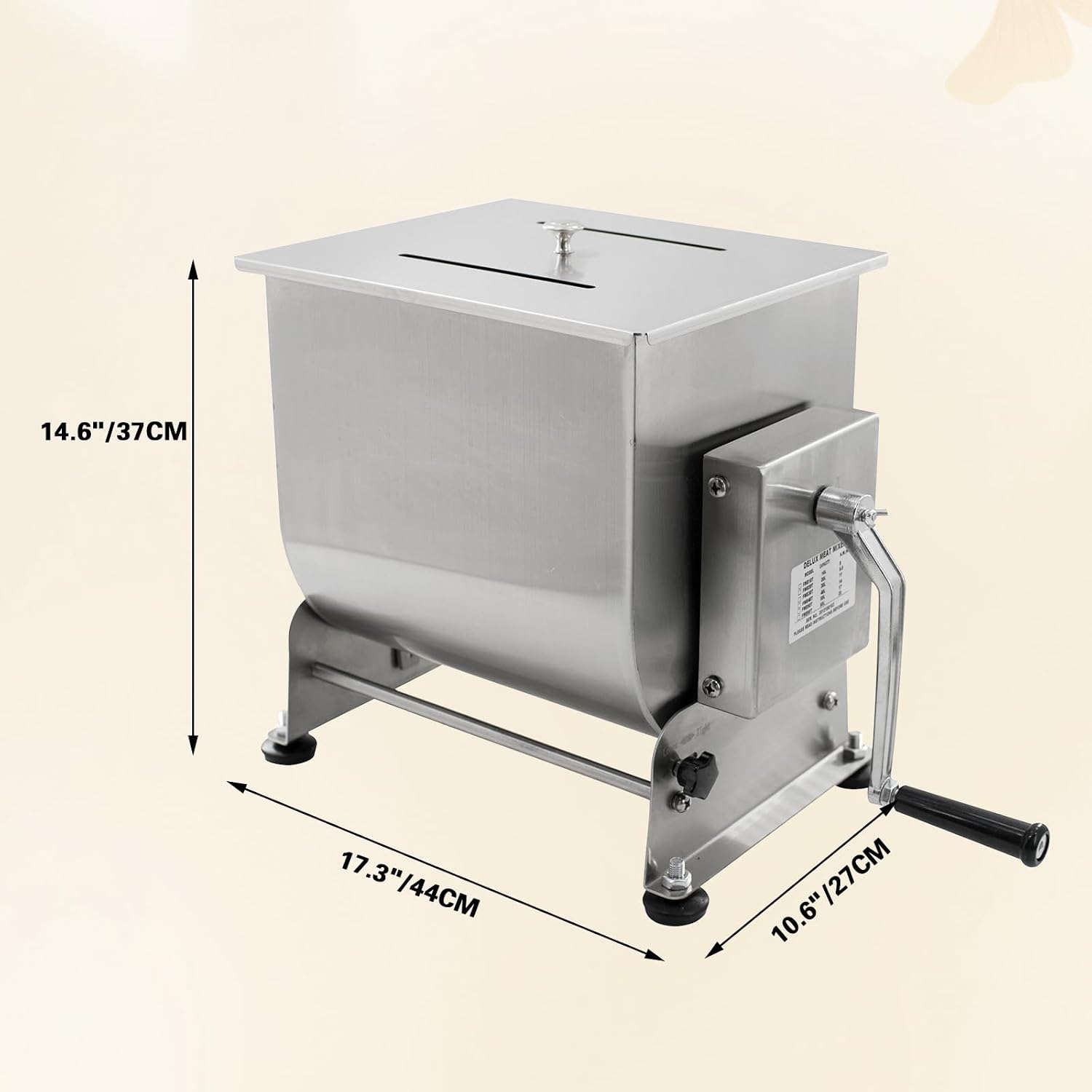 Manual Meat Mixer, 15 Pound Capacity Tilt Tank Meat Mixer for Sausage, Stainless Steel 15lbs/7.5L Sausage Mixer Food