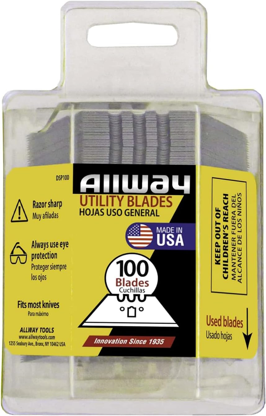 DSP100 3-Notch Utility Knife Blades, 100 Pack