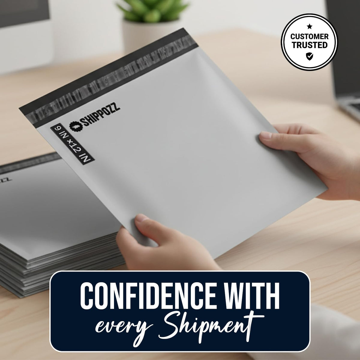 9x12 Poly Mailers 200 Pack, Durable Waterproof Polymailers for Shipping Clothes, Self Seal Mailing Bags for Small