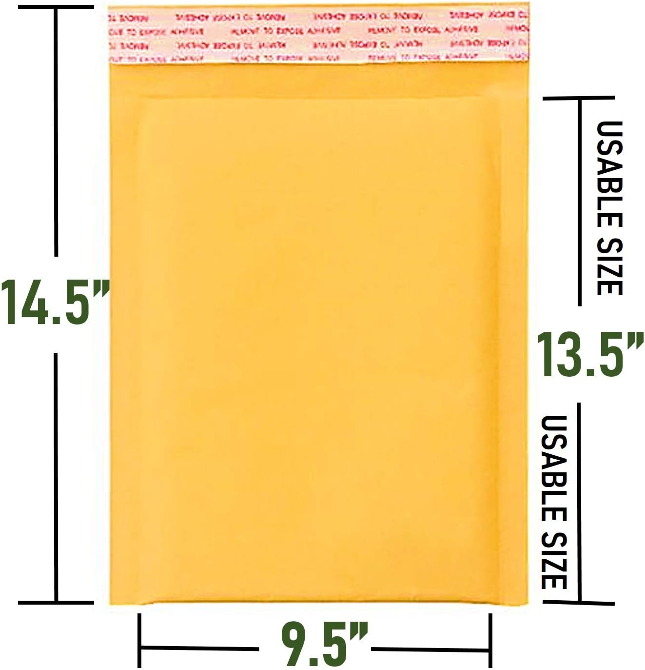 Kraft Bubble Mailers, Self-Seal, Waterproof & Cushioned Padded Envelopes for Shipping, 9.5 x 14.5 in (10 Pack, Gold)