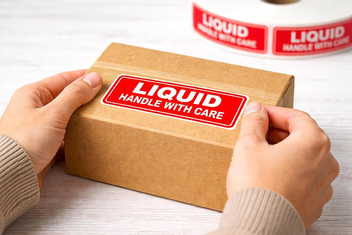 Liquid Labels 1x3 Shipping Handle with Care Fragile Adhesive Stickers