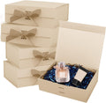 Magnetic Gift Boxes with Lids & Decoration Tie Ribbon, 5 Pack 9.5x7x4 Inch, for Birthday, Wedding, Groomsman &