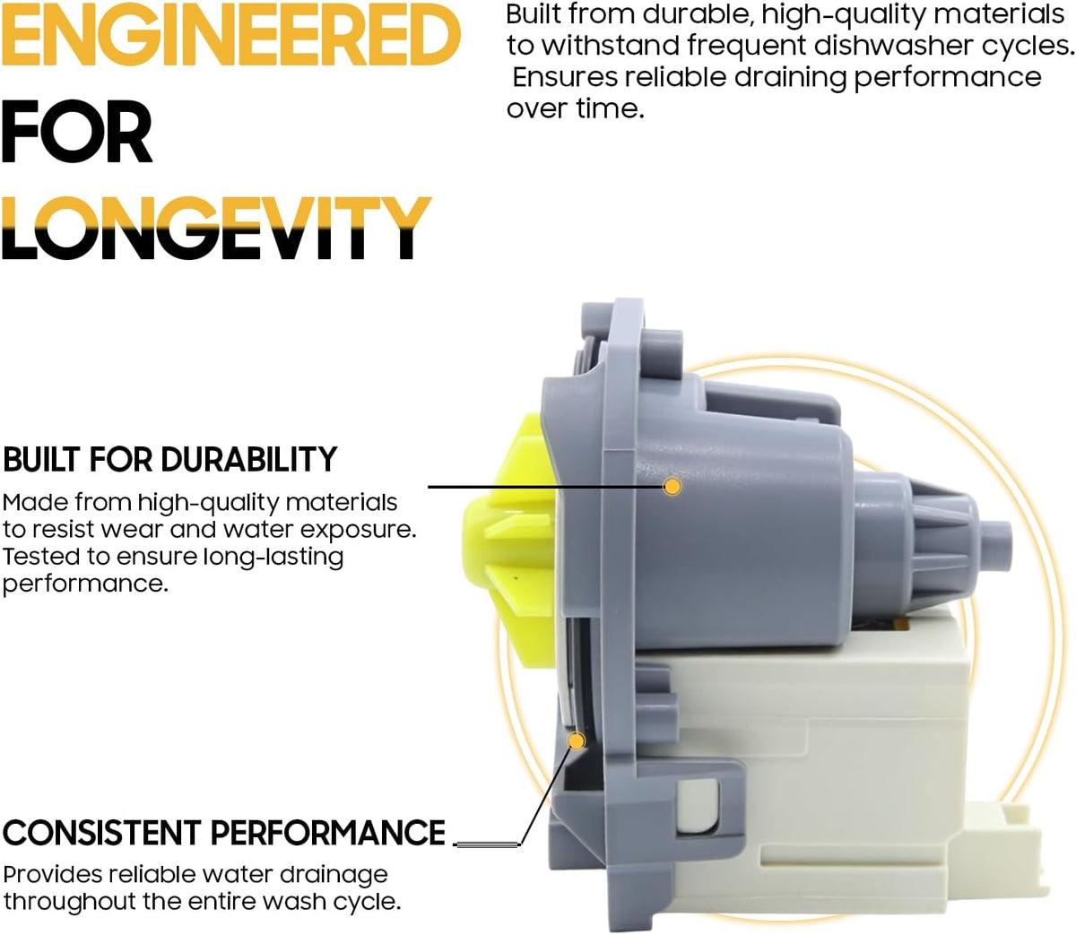 Seentech W10876537 Dishwasher Drain Pump - Compatible With Whirlpool, May-tag, Ken-more Kitchen-Aid Dishwasher – Repalces AP6004843, W10724439, W10876537VP