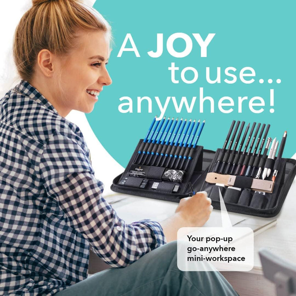 40 Piece Premium Drawing and Sketching Set with Tutorial | for Artists, Professionals or Beginners | Pencils