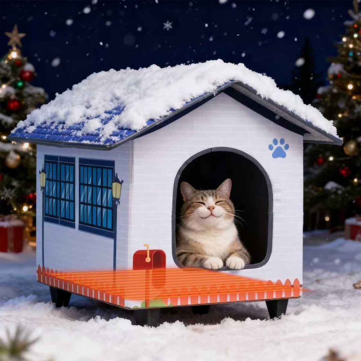 Heated Cat Houses for Indoor/Outdoor Cats with Elevated Heated Cat Bed Waterproof Providing Safe Feral Cats, Easy to