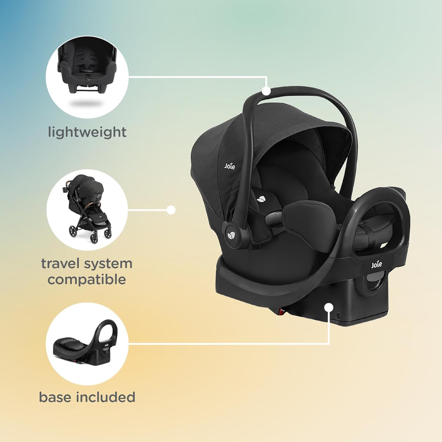 Baby, Rue Lightweight Infant Car Seat & Anti-Rebound Base, Side-Impact Protection, 5-Point Harness, and UPF 50+