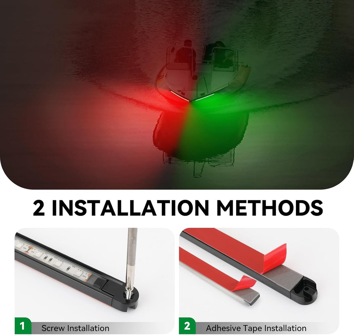 Boats Led Navigation Strip Lights, Red & Green, IP 67 Waterproof