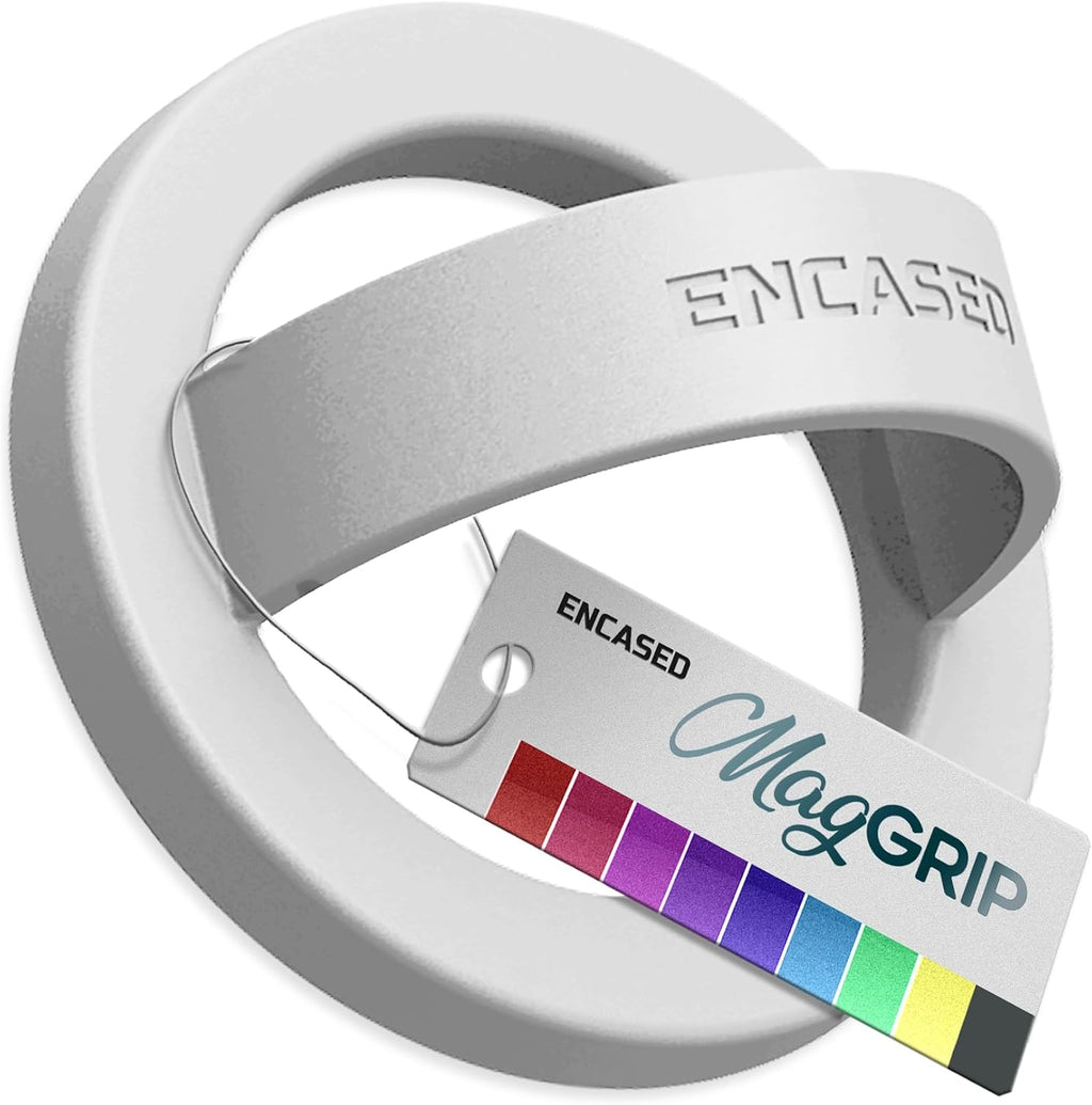 Magnetic Phone Grip Holder Thin Silicone Finger Loop Ring, Compatible with Magsafe (White)