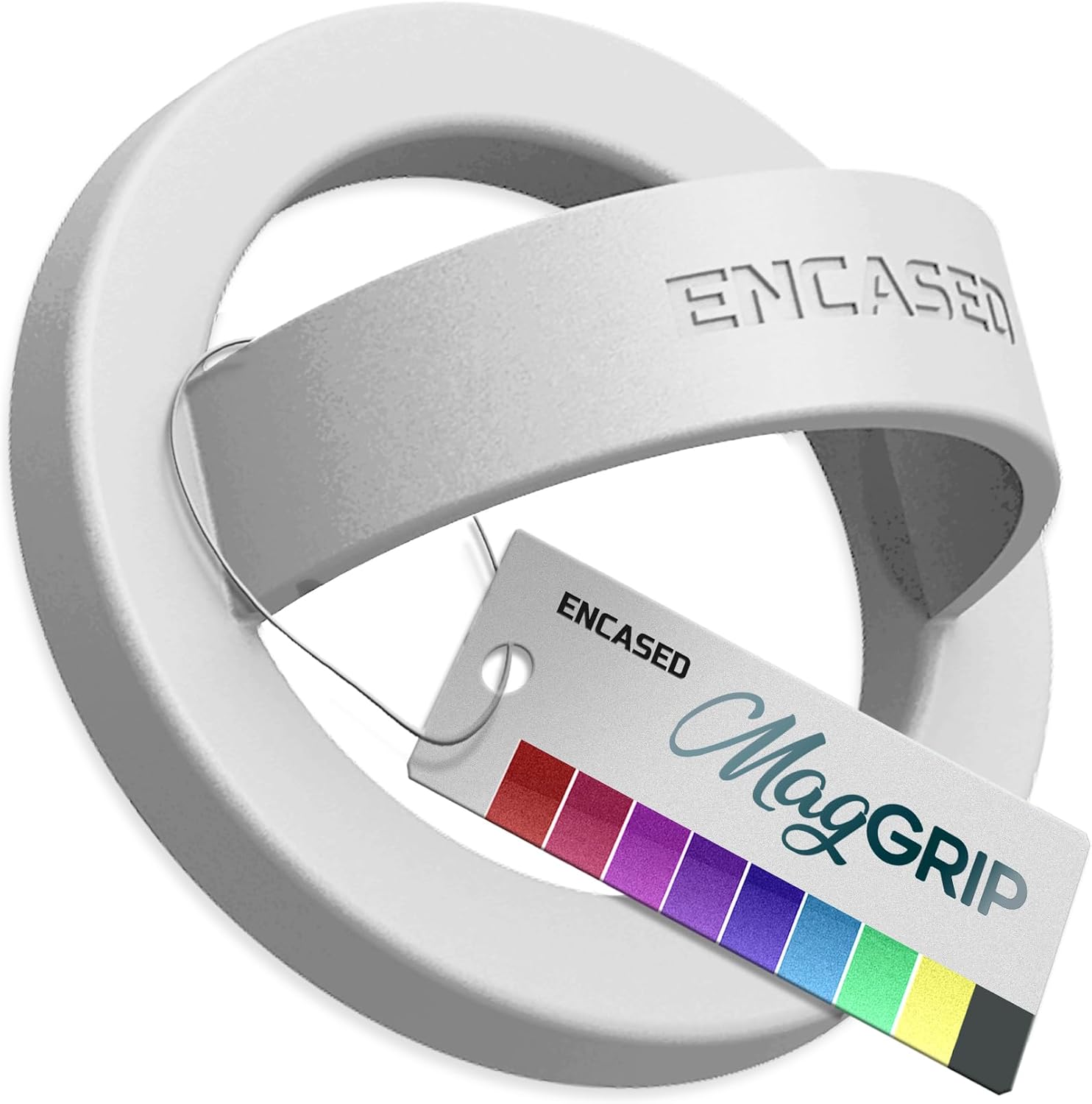 Magnetic Phone Grip Holder Thin Silicone Finger Loop Ring, Compatible with Magsafe (White)