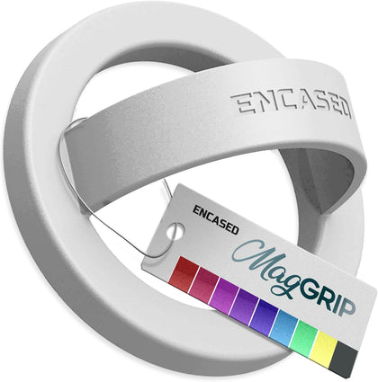 Magnetic Phone Grip Holder Thin Silicone Finger Loop Ring, Compatible with Magsafe (White)