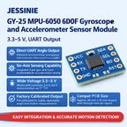 JESSINIE GY‑25 MPU‑6050 6DOF Gyroscope and Accelerometer Sensor Module, 3.3–5 V, UART Output