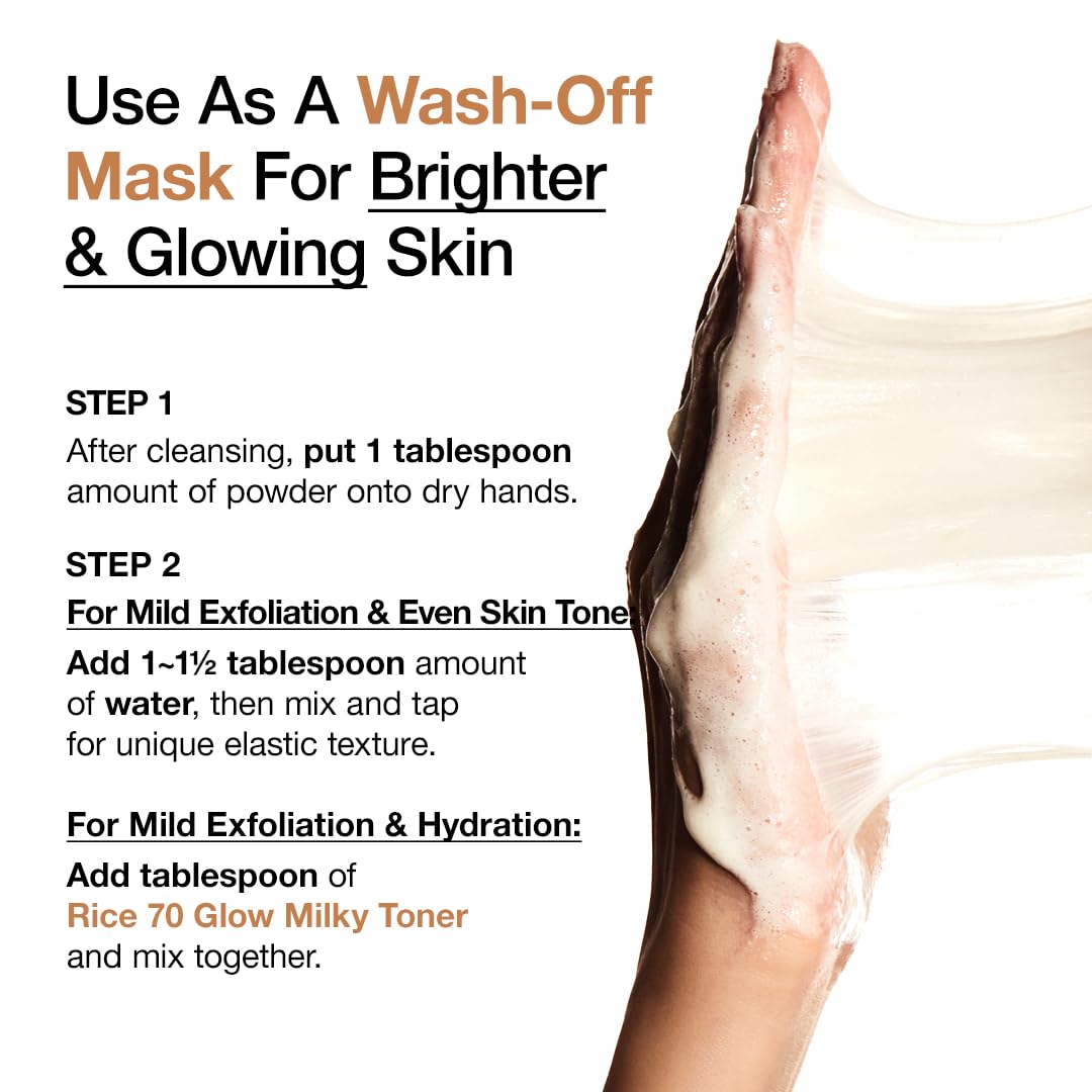 Rice Enzyme Brightening Cleansing Powder, Exfoliating Powder-to-Foam Cleanser, Smooth Texture & Clarity, Hydrating &