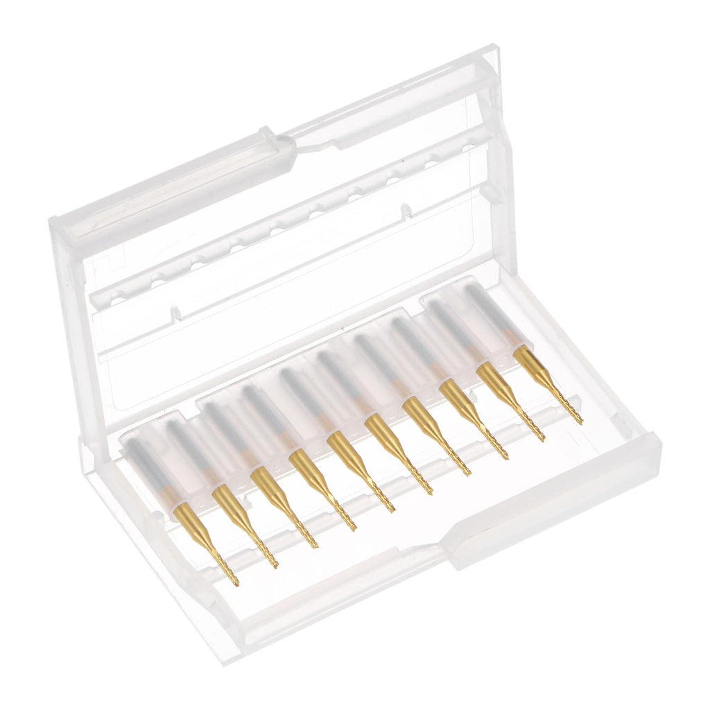 uxcell 10Pcs 1.3mm Titanium Coat Carbide End Mill Engraving Milling Cutter CNC Router Bits for PCB Machine, 1/8" Shank