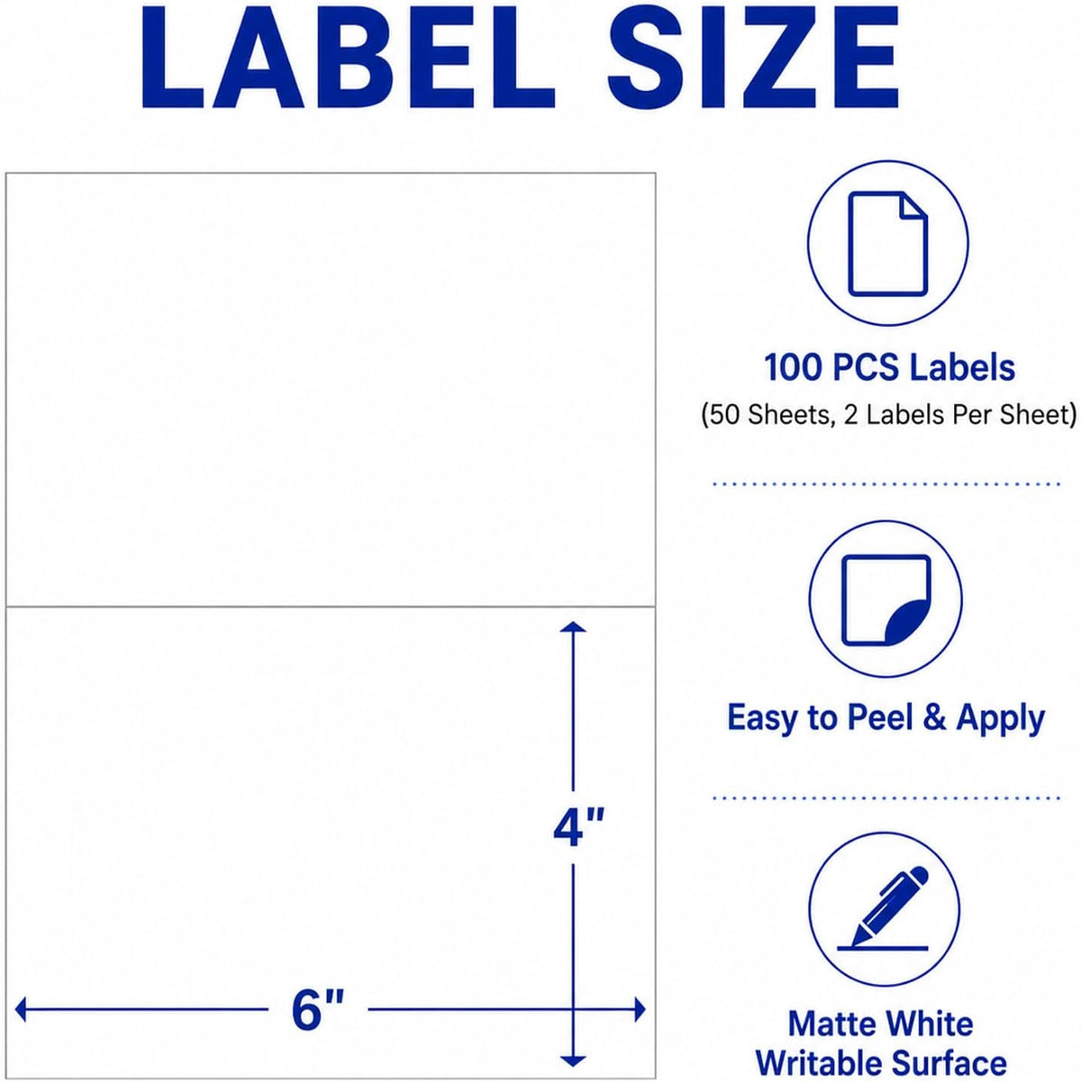 4 x 6 Inch Removable Labels for Storage Bins, 100 Pcs Matte White