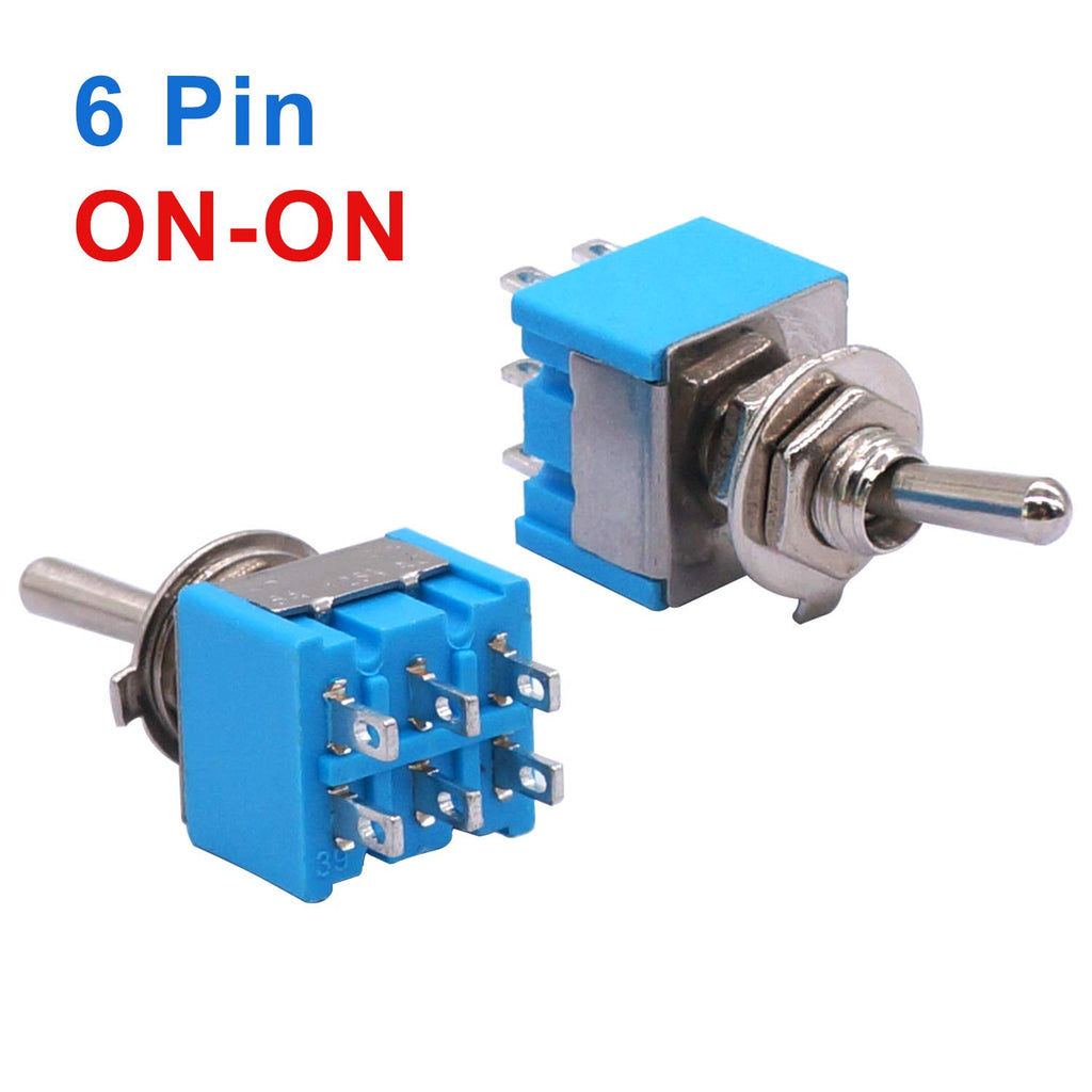 Taiss 10Pcs Mini DPDT Toggle Switch 6-Pin 2 Position ON/ON 6A 125VAC
