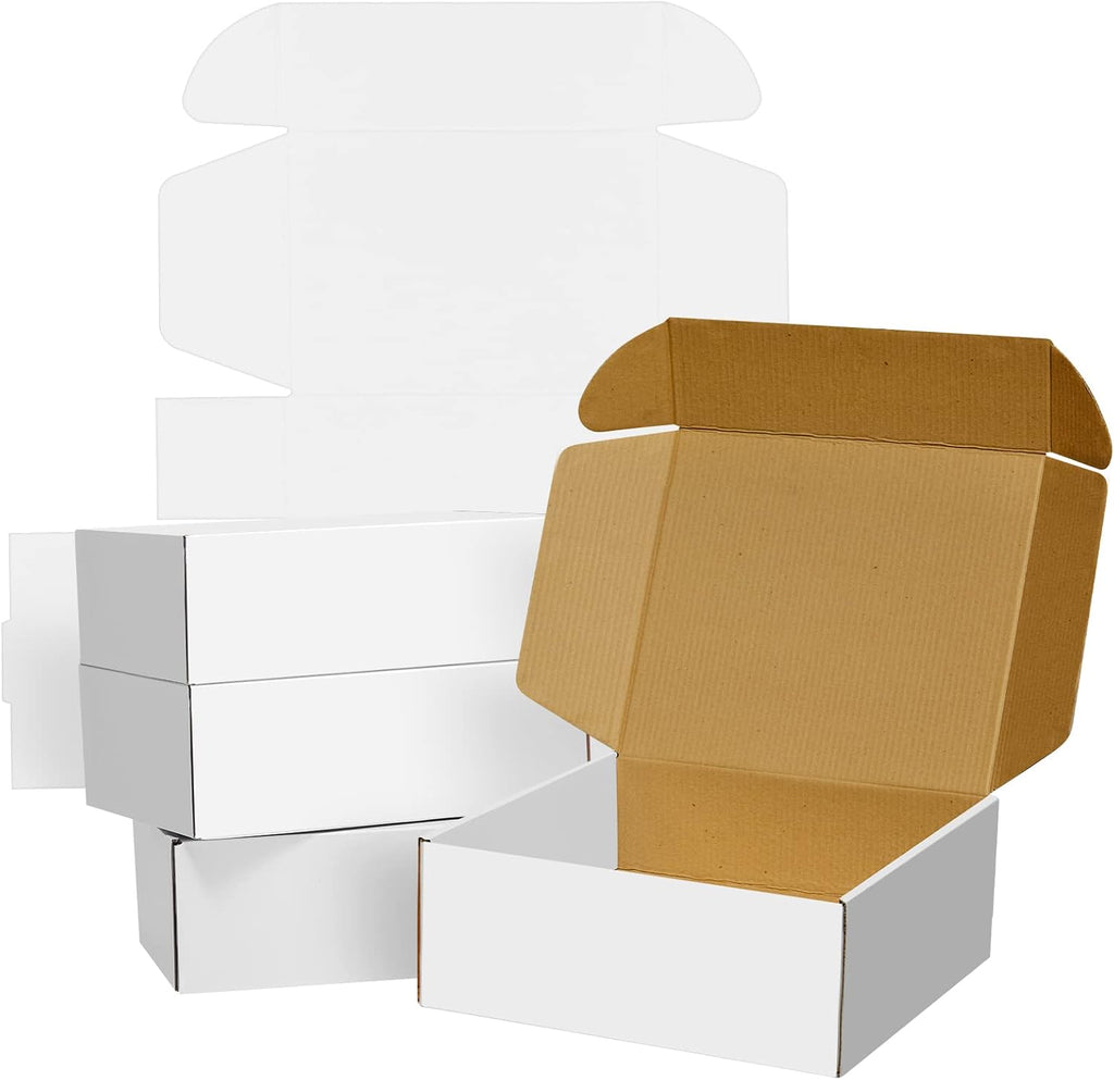 30 Pack 9x6x4 Inches White Corrugated Cardboard Shipping Boxes