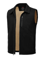 Men's Winter Casual Vest Sherpa Fleece lined Warm Lightweight Black M