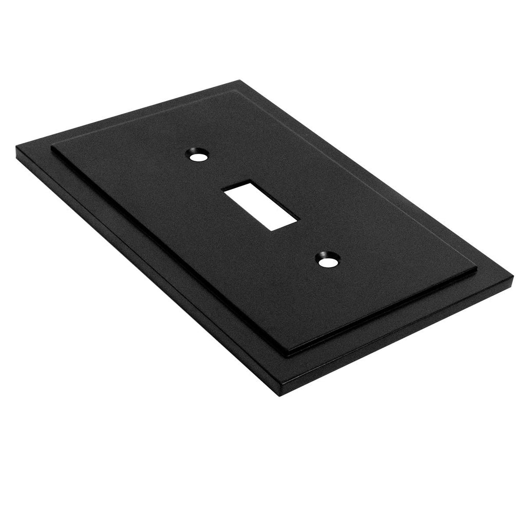 Modern Edge Decorative Wall Plate Switch Plate Outlet Cover, Durable Solid Zinc Alloy (Single Toggle 3PK, Matte Black)