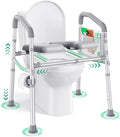 Raised Toilet Seat with Handles, 500 lb Anti-Wobble Frame, Easy to Install Toilet Seat Risers for Senior, Pregnant