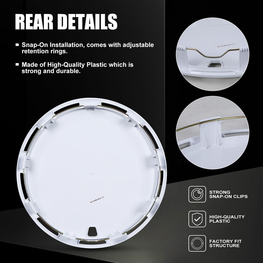 14 Inch Full Aero disc Wheel Covers for Steel Wheels White-Rabbit