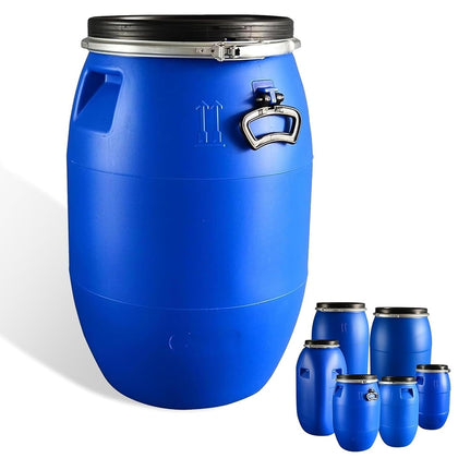 Rain Drum for Outside 30 50 60 65 100 120 160 200L Water Storage Containers Blue Food Grade Plastic Drum with Lid